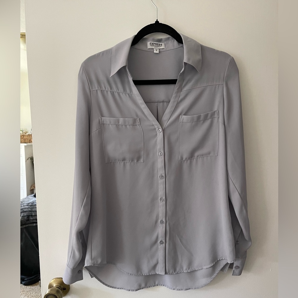 Express Long Sleeve V Neck Blouse